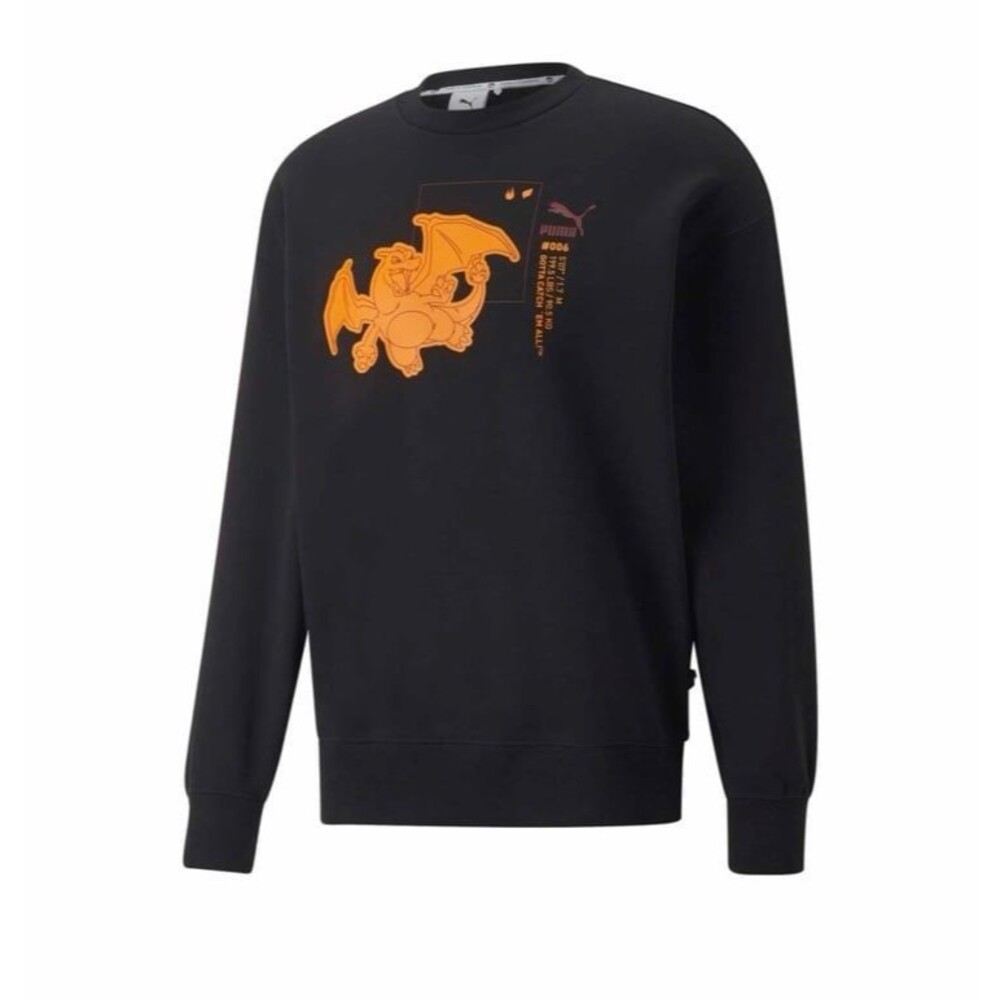 PUMA × Pokémon: Charizard Black Relaxed Fit Crew Neck Sweatshirt - Large